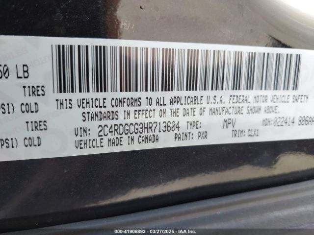 2C4RDGCG3HR713604 Dodge Grand Caravan Sxt