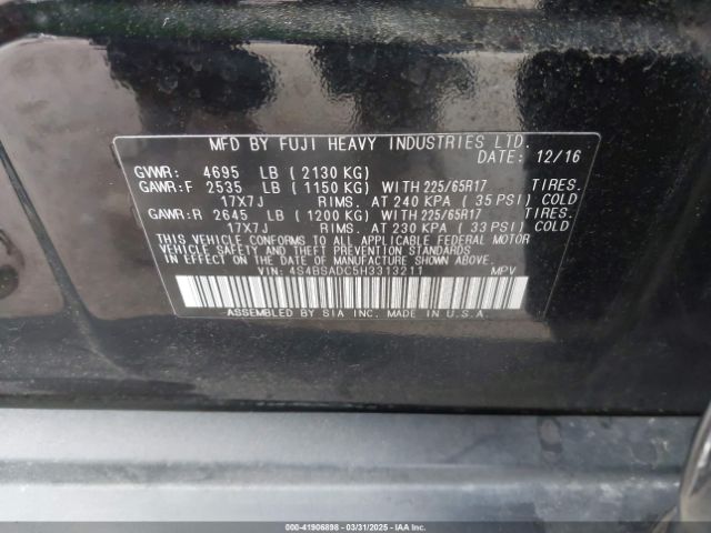 4S4BSADC5H3313211 Subaru Outback 2.5i Premium