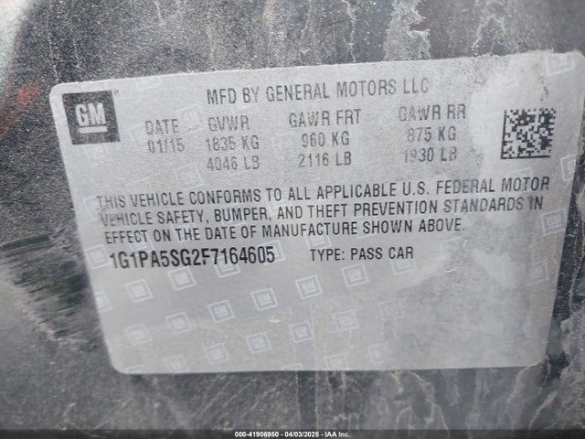1G1PA5SG2F7164605 Chevrolet Cruze Ls Auto
