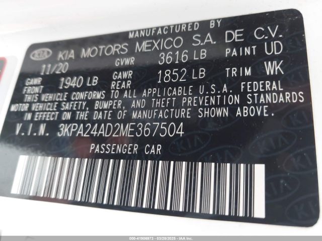 3KPA24AD2ME367504 KIA RIO S