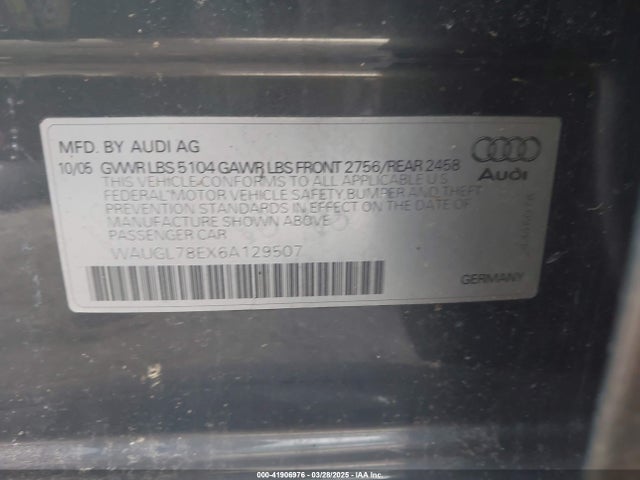 2006 AUDI S4 WAUGL78EX6A129507 Photo 8