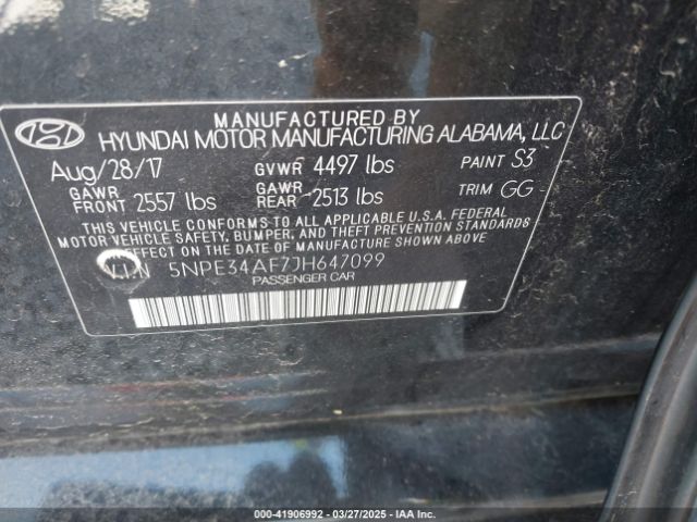 5NPE34AF7JH647099 Hyundai SONATA SEL