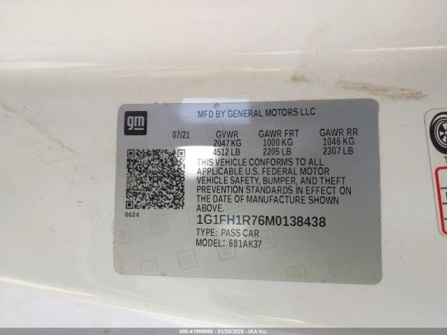 2021 CHEVROLET CAMARO 1G1FH1R76M0138438 Photo 8
