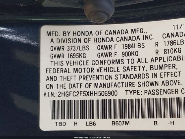 2HGFC2F5XHH506900 Honda Civic Lx