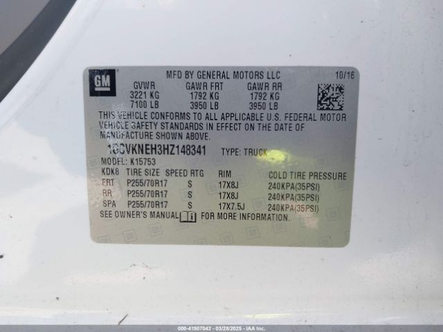 1GCVKNEH3HZ148341 Chevrolet Silverado 1500 Wt