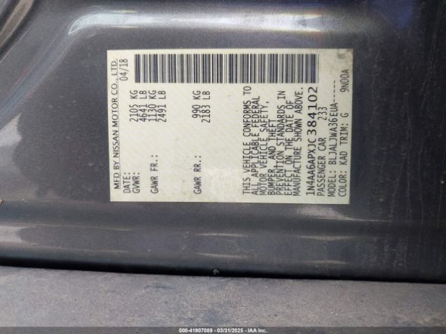 1N4AA6APXJC384102 Nissan Maxima 3.5 Sv
