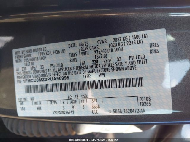 1FMCU0MZ0PUA96995 Ford Escape St-line