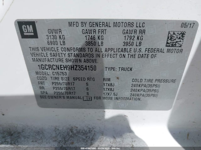 1GCRCNEH9HZ354150 Chevrolet Silverado 1500 Wt