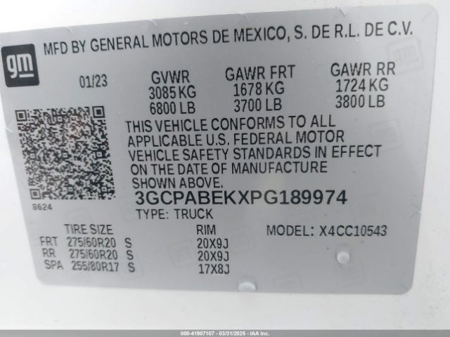 3GCPABEKXPG189974 Chevrolet Silverado 1500 2wd  Short Bed Custom