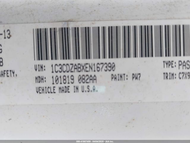 1C3CDZABXEN167390 Dodge AVENGER SE