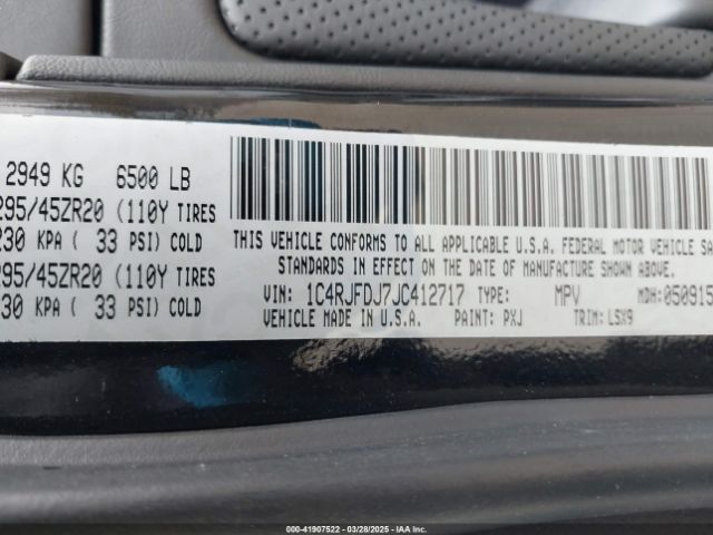 1C4RJFDJ7JC412717 Jeep Grand Cherokee Srt 4x4