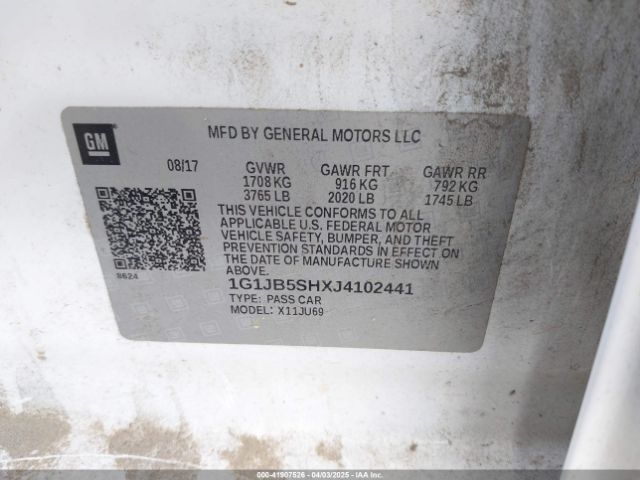 1G1JB5SHXJ4102441 Chevrolet Sonic Ls Auto