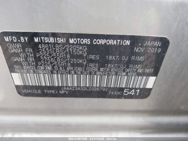 2020 MITSUBISHI OUTLANDER JA4AZ3A32LZ026792 Photo 8