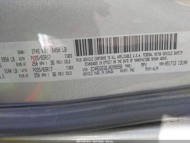 2C4RDGEG6JR299558 Dodge Grand Caravan Gt