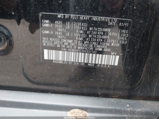 4S4BSATC1H3331142 Subaru Outback 2.5i Touring