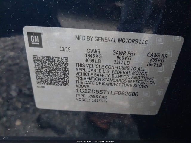 1G1ZD5ST1LF062680 Chevrolet Malibu Fwd Lt