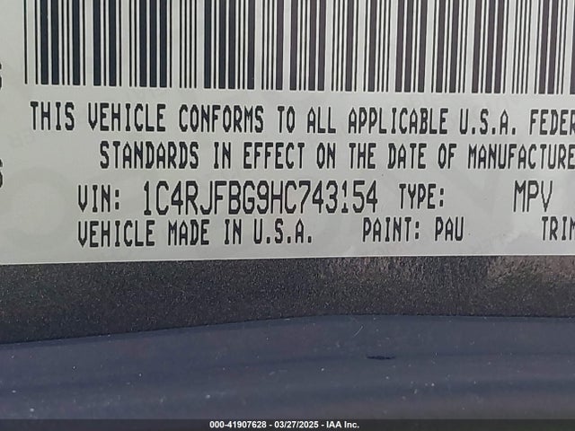 1C4RJFBG9HC743154 Jeep Grand Cherokee Limited 4x4