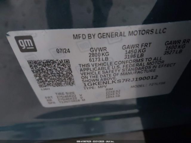 1GKENLKS7RJ190012 GMC Acadia Fwd Denali
