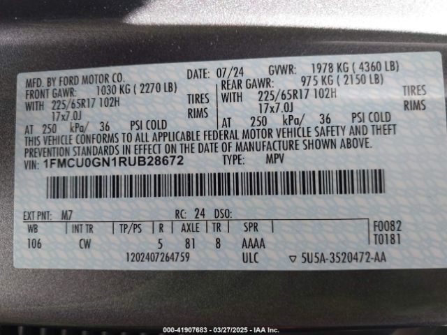 1FMCU0GN1RUB28672 Ford Escape Active