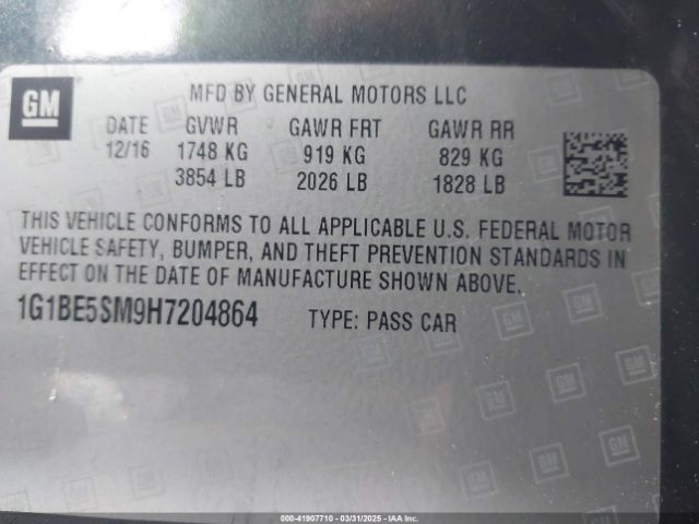 1G1BE5SM9H7204864 Chevrolet Cruze Lt Auto