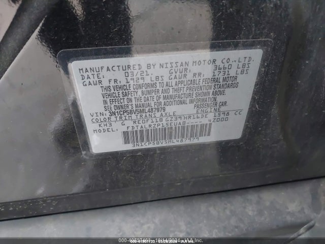 3N1CP5BV5ML487979 Nissan Kicks S Xtronic Cvt