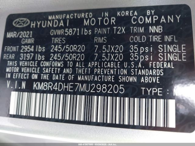 KM8R4DHE7MU298205 Hyundai Palisade Sel