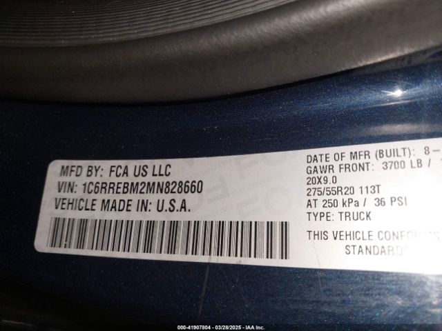 1C6RREBM2MN828660 RAM 1500 Big Horn  4x2 6'4 Box