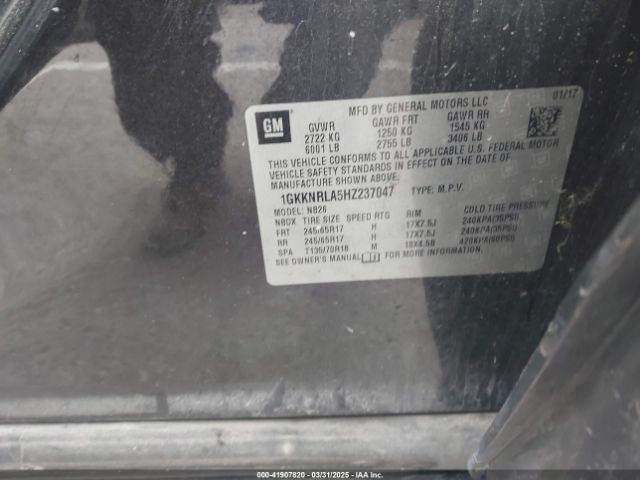 1GKKNRLA5HZ237047 GMC Acadia Sle-1
