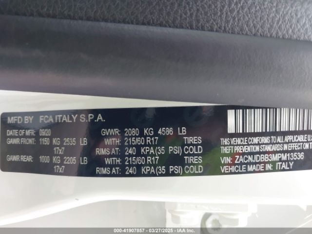 ZACNJDBB3MPM13536 Jeep Renegade Latitude 4x4