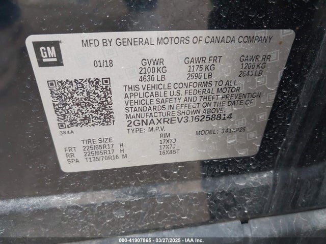 2GNAXREV3J6258814 Chevrolet EQUINOX LS