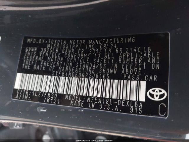 5YFB4MDE0RP208165 Toyota COROLLA LE