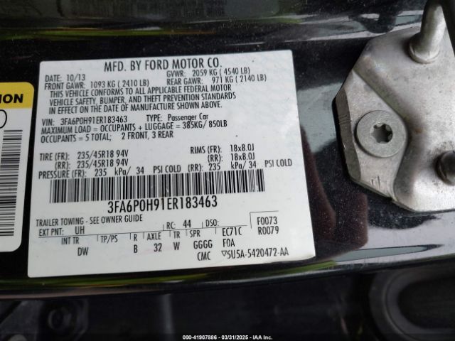 3FA6P0H91ER183463 Ford FUSION SE