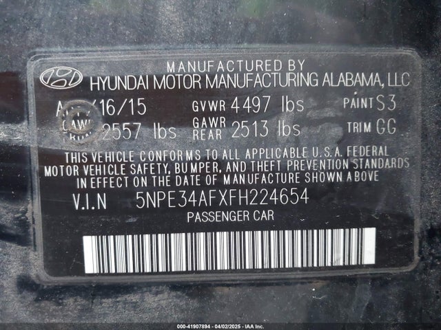 5NPE34AFXFH224654 Hyundai Sonata Sport