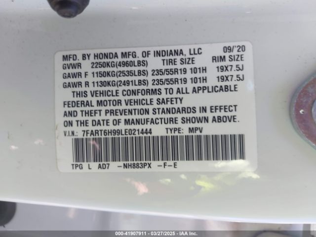 7FART6H99LE021444 Honda Cr-v Hybrid Touring