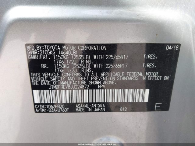 JTMBFREV8JJ224872 Toyota RAV4 LE