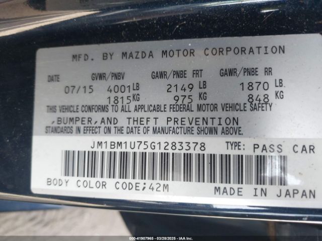 JM1BM1U75G1283378 Mazda Mazda3 I Sport