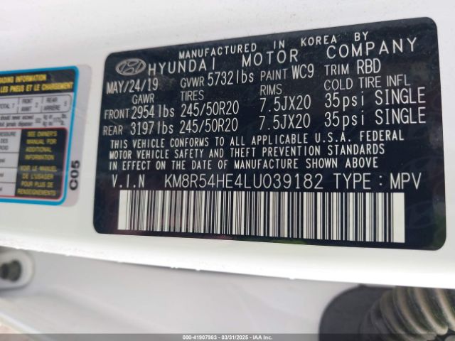 KM8R54HE4LU039182 Hyundai Palisade Limited