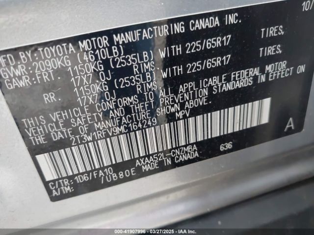 2T3W1RFV9MC164249 Toyota Rav4 Xle