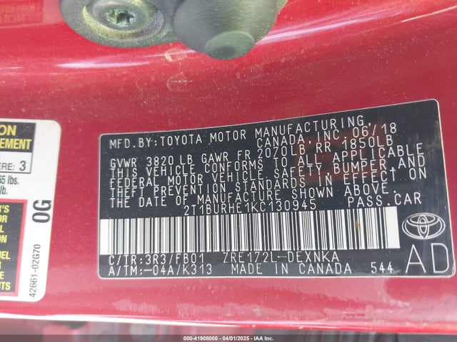 Toyota COROLLA LE 2019 2T1BURHE1KC130945 Image 9