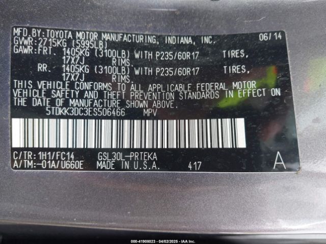 5TDKK3DC3ES506466 Toyota Sienna Le V6 8 Passenger