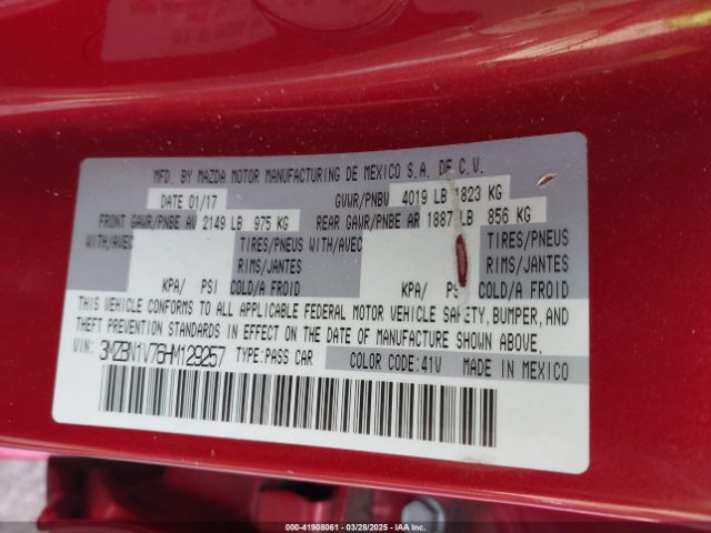 3MZBN1V76HM129257 Mazda Mazda3 Touring