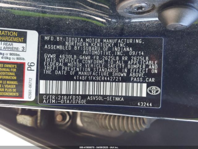 4T4BF1FK9ER442721 Toyota CAMRY LE