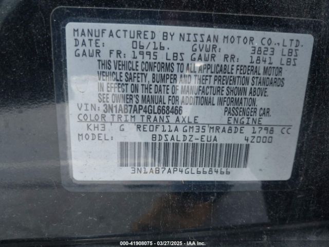 3N1AB7AP4GL668466 Nissan SENTRA SV