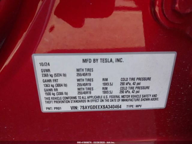 7SAYGDEEXSA340464 Tesla Model Y Long Range Dual Motor All-wheel Drive