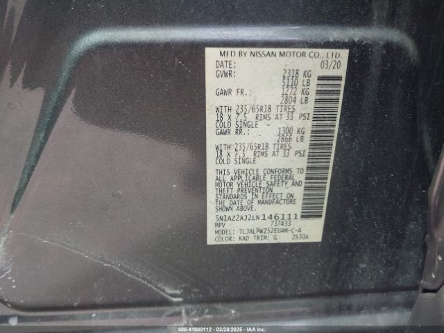2020 NISSAN MURANO 5N1AZ2AJ2LN146111 Photo 8