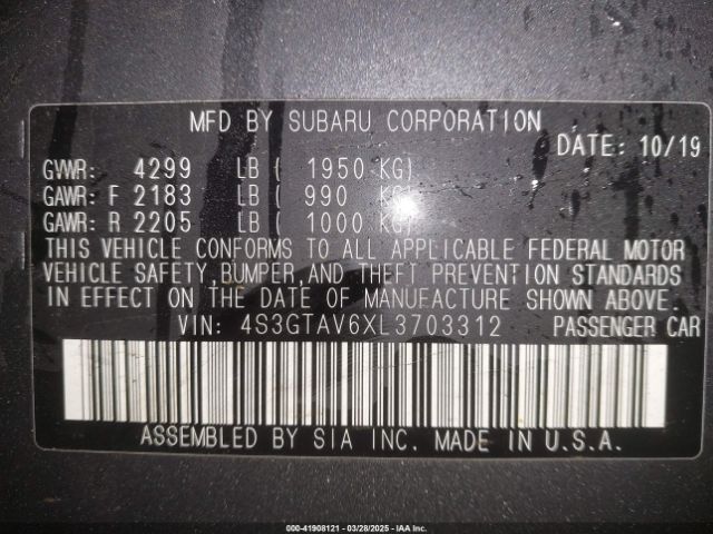 4S3GTAV6XL3703312 Subaru Impreza Premium 5-door