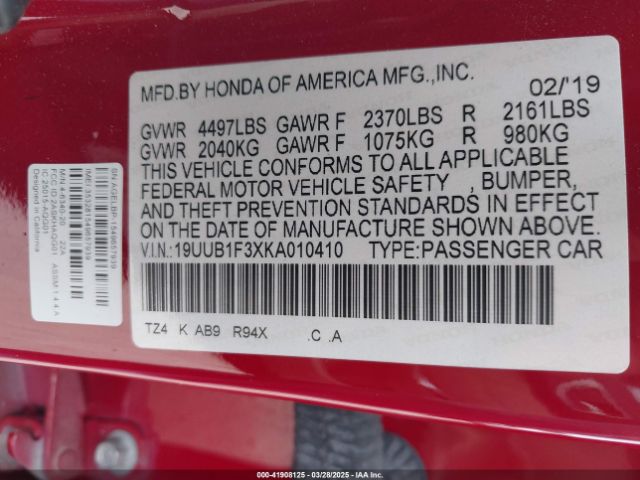 2019 ACURA TLX 19UUB1F3XKA010410 Photo 8