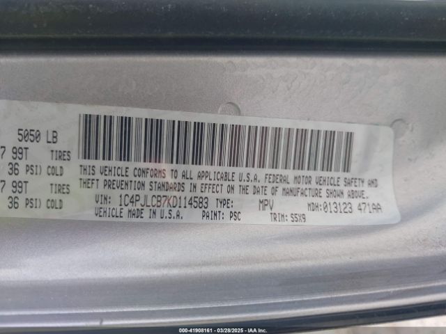 1C4PJLCB7KD114583 Jeep Cherokee Latitude Fwd