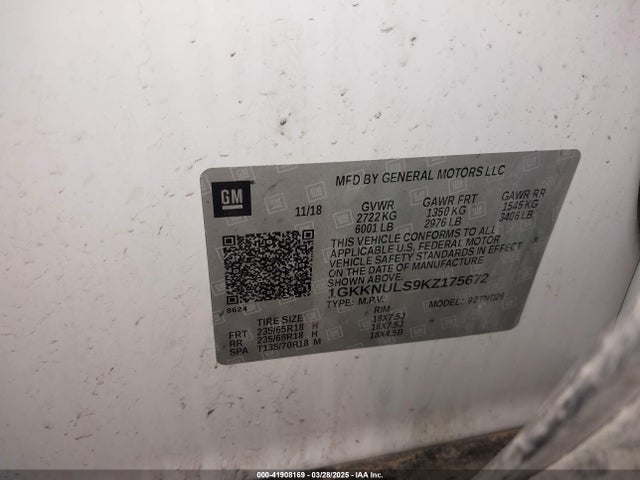 1GKKNULS9KZ175672 GMC Acadia Slt-1