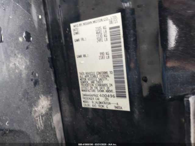 1N4AA6AP6GC400496 Nissan Maxima 3.5 S